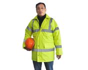 Покрытые ПУ куртки промышленных работ, отражательная куртка зимы желтого цвета безопасности 